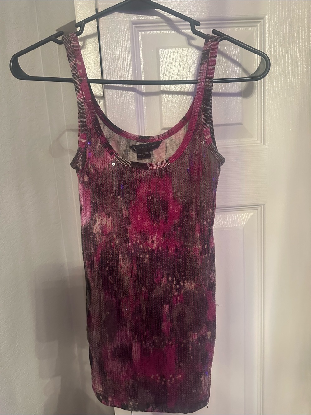 Women’s Pink Patterned Sequin Tank Top